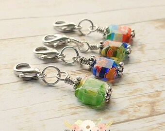 Glass Bead Stitch Markers, Crochet Knit Place Keeper