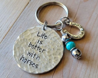 Life Is Better With Horses • Horse Keychain • Equestrian Gift
