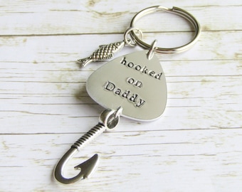 Hooked on Daddy Keychain, Personalized Fishing Lure Gift