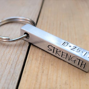 Sobriety Keychain, strength courage wisdom keychain, sobriety date gift, recovery anniversary custom gift, sobriety gift for him