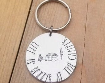 Life is better at the camper keychain, gift for camper, camper keys, trailer keys, rv keys, glamper gift,