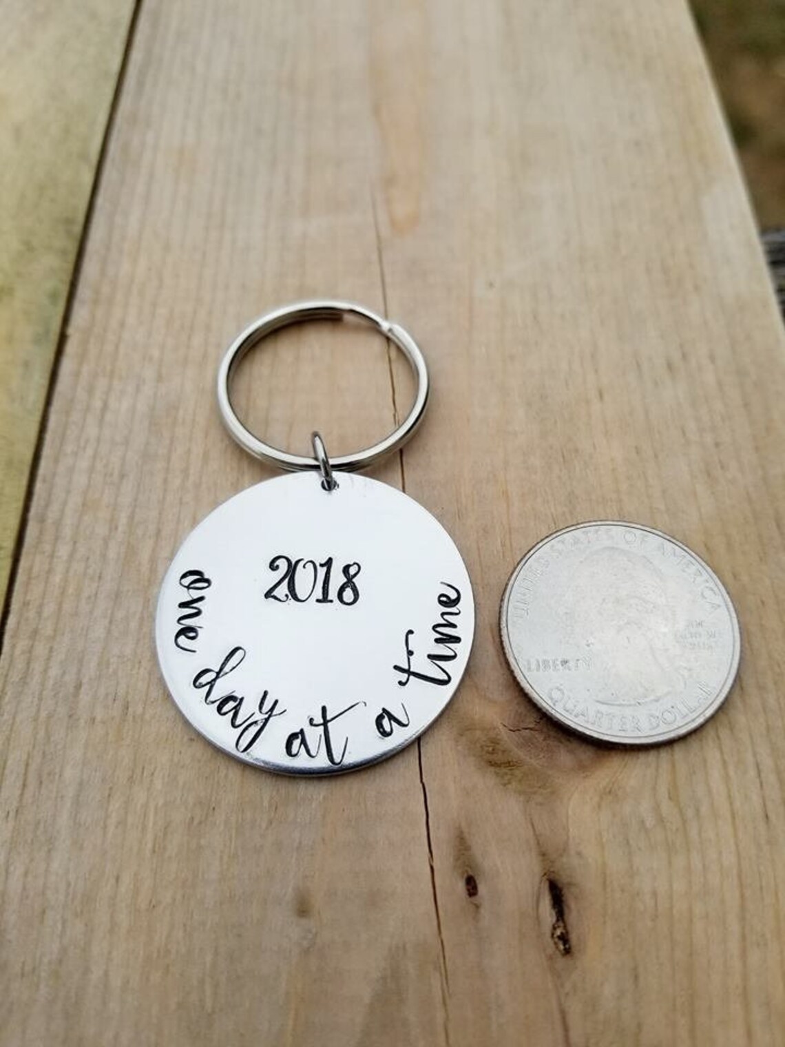 One Day at a Time Keychain – Personalized Sobriety Gift • Recovery ...
