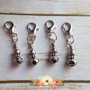 Glass bead stitch markers, crochet stitch markers, knitting stitch markers, stitch marker set, progress keepers, removable stitch marker