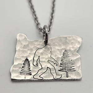 Oregon Bigfoot Necklace · Oregon Jewelry · Sasquatch Necklace · Bigfoot Gift · Aluminum Pendant