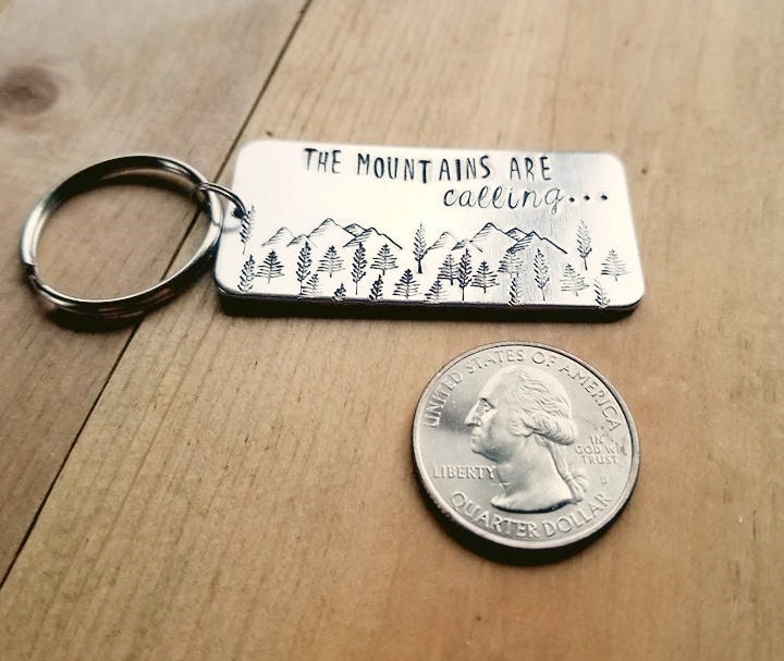 The Mountains Are Calling Keychain Travel Keychain Hiker - Etsy