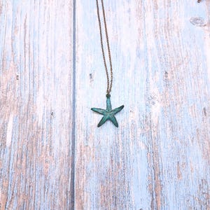 Copper Electroformed Painted Sand Star Necklace