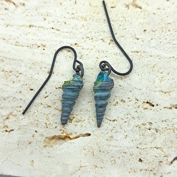 Electroformed Shell Earrings with Niobium Ear Wire