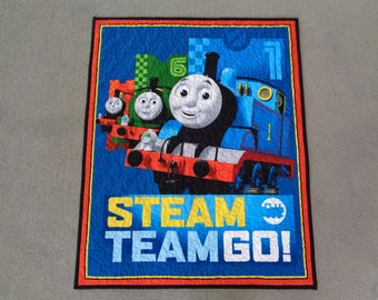 PERSONALISED NEWBORN BABY BOYS BLUE THOMAS TANK BLANKET