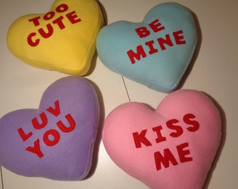 conversation heart pillow