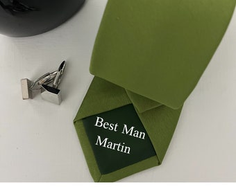 Olive Green Men's Tie for Wedding, Prom, Special Occasion, with Optional Secret Message, Groomsmen Gift also sold in Boys Sizes