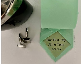 Mint Green Men's Tie for Wedding, Prom, Special Occasion, with Optional Secret Message, Groomsmen Gift also sold in Boys Sizes