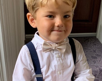 Champagne Silk Bow Tie: Page Boy Wedding Accessory, Personalised Child Clothing