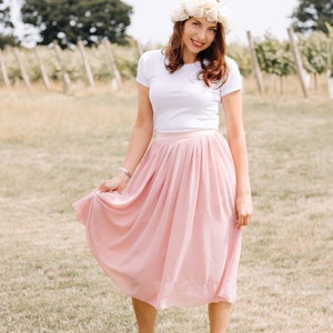 Dusky Pink Knee Length Skirt for Bridesmaid, Mother of Bride, Wedding Guest.