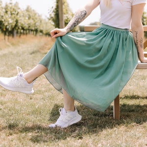 sage green chiffon skirt