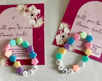 Flower Girl Bracelet Will You Be Our Flower Girl Seed Paper Proposal Beaded Bracelet