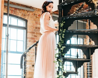 Rose Gold Tulle Bridesmaid Skirt, Maxi Skirt, Party Skirt, available in custom length, size and colour