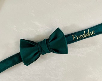 Personalized Forest Green Bow Tie: Page Boy Wedding Outfit, Child Clothing