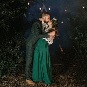Forest Green  Bridesmaid Chiffon Skirt, Full Length Wedding Skirt Bridesmaid A-Line Maxi Skirt, ideal Bridesmaid Separates