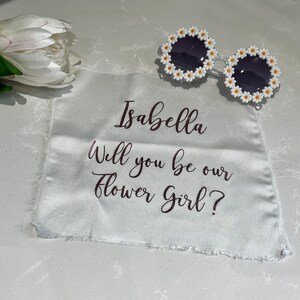 Flower Girl Personalised Sunglasses Proposal Gift Will You Be Our Flower Girl Present; Flower Sunglasses With a Cleaning Satin Cloth Message