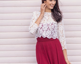 Ivory Bridal Lace Overlay: Wedding Top, Bolero Jacket