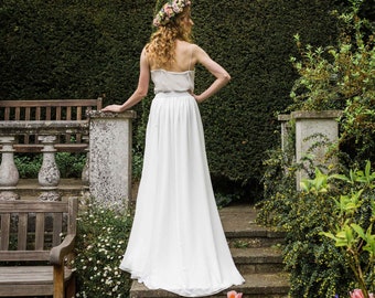Ivory Chiffon Bridal Skirt: Silk Lined Wedding Maxi Skirt