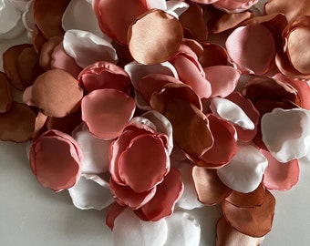 Pink White Rose Gold Blush Satin Petals Aisle Table Decor Handmade Wedding Petals Luxury Confetti Flower Girl Petals