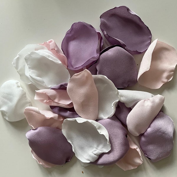 Lilac, Pink & White Wedding Petals Luxury Confetti Table Scatter Sustainable, Reusable, Table Decor, Flower Girl Satin Petals,Aisle Runners