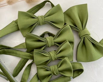 Personalised Olive Green Boys Bow Tie for Page Boy, Wedding, Special Occasion, Adjustable Strap, Age 1-12 years