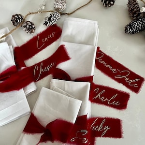 Servetlinten gepersonaliseerd, optionele witte katoenen servetten plaatskaarten, perfect voor bruiloften, etentjes, kerstmis, oudejaarsavond