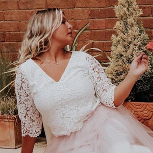 Lace V Neck Wedding Top, Bridal Top, Separates ideal for Bride Bridesmaids