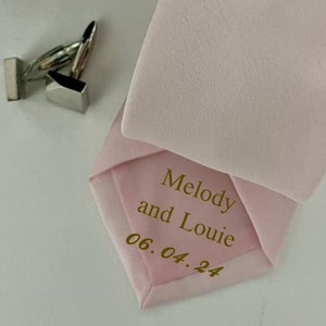 Men&#39;s Tie Pale Pink Blush with a  Personalised Secret Message Gift for Wedding, , Groomsmen, Father of Bride
