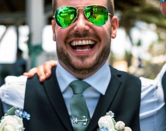 Sage Personalisierte geheime Nachricht Krawatte Geschenk für Weddng, Vatertag versteckte Nachricht, kundenspezifische Krawatte für Freund, Trauzeugen, Vater, Opa, Lehrer