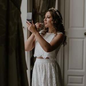 Cropped Short Lace Top Bridal Bridesmaid Wedding Separates,  Sleeveless, Size 6-30 Plus Size