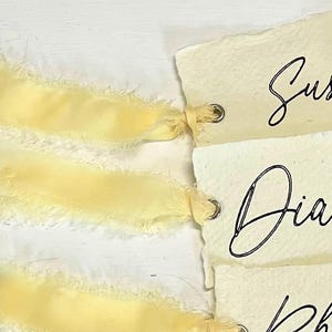 Lemon  Frayed Chiffon Ribbon, Ideal for Bouquet, Hand fasting, Wedding Decor, Invitations, Flat Lay, Gift Wrapping, Wedding Decor