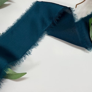 Nastro di seta color verde acqua strappato a mano, ideale per decorazioni di torte, bouquet da sposa, inviti, foto piatte, decorazioni per matrimoni, confezioni regalo
