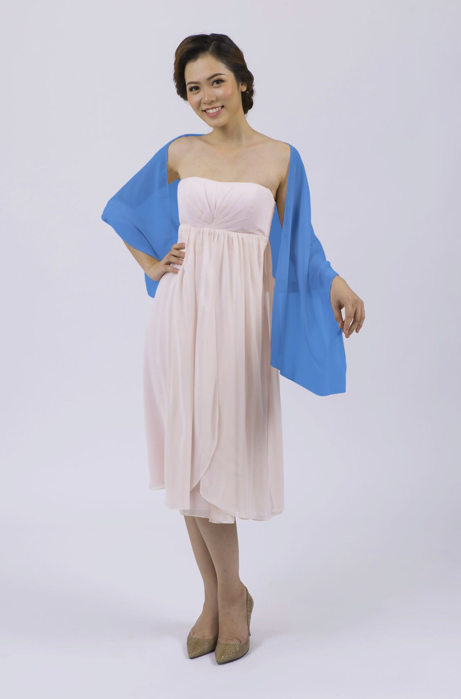 blue chiffon wrap