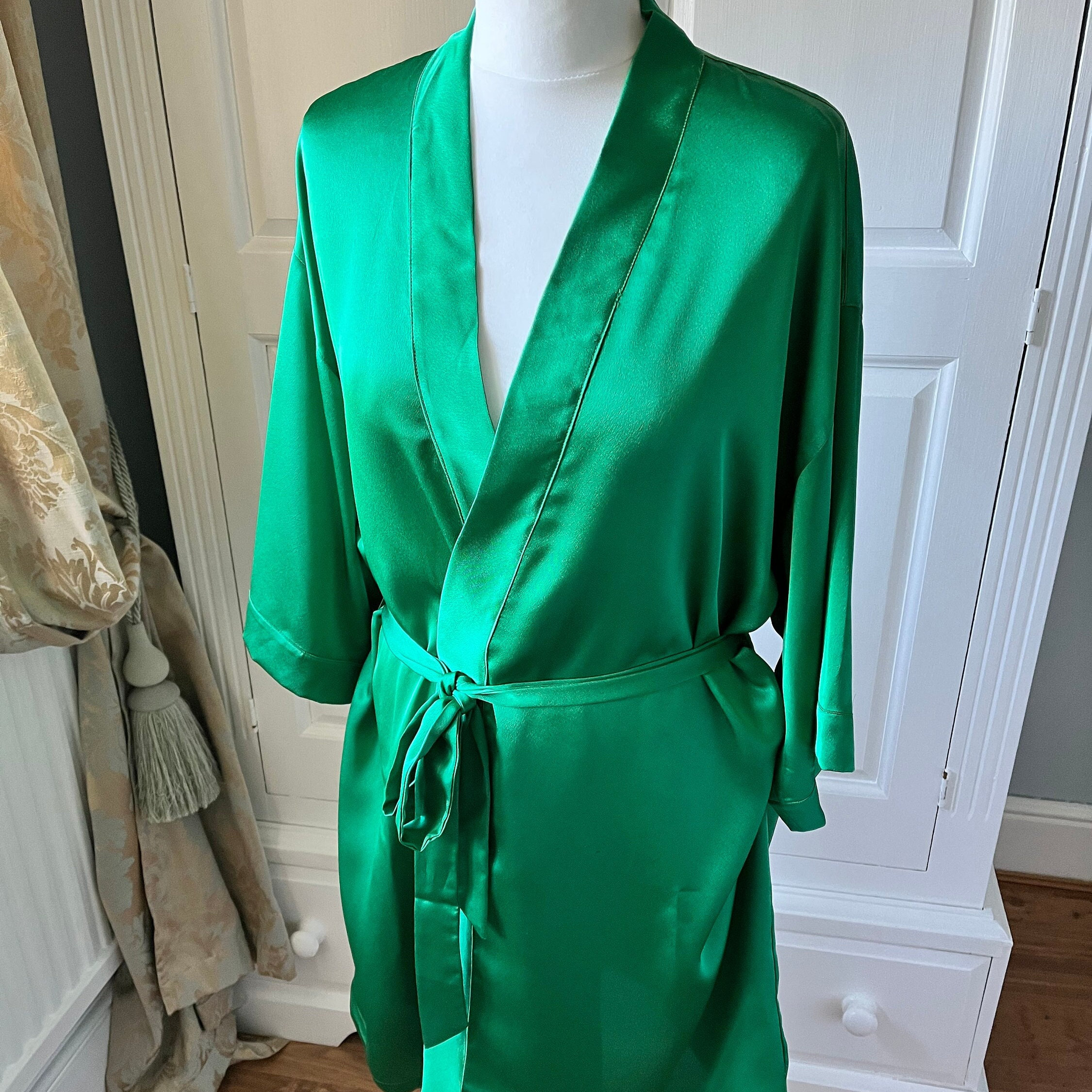 .com: emerald green silk robes