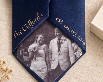 Men 12 Year Silk Anniversary Gift, Photo Tie,