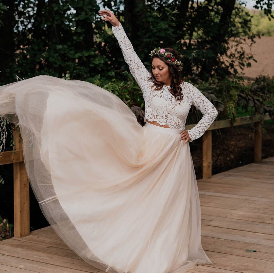 Bridal Lace Overlay Top: Long Sleeve Wedding Bolero, Cover Up