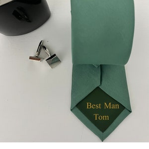 Sage Green Wedding Tie: Personalised Groomsmen Gift, Boys Sizes Available