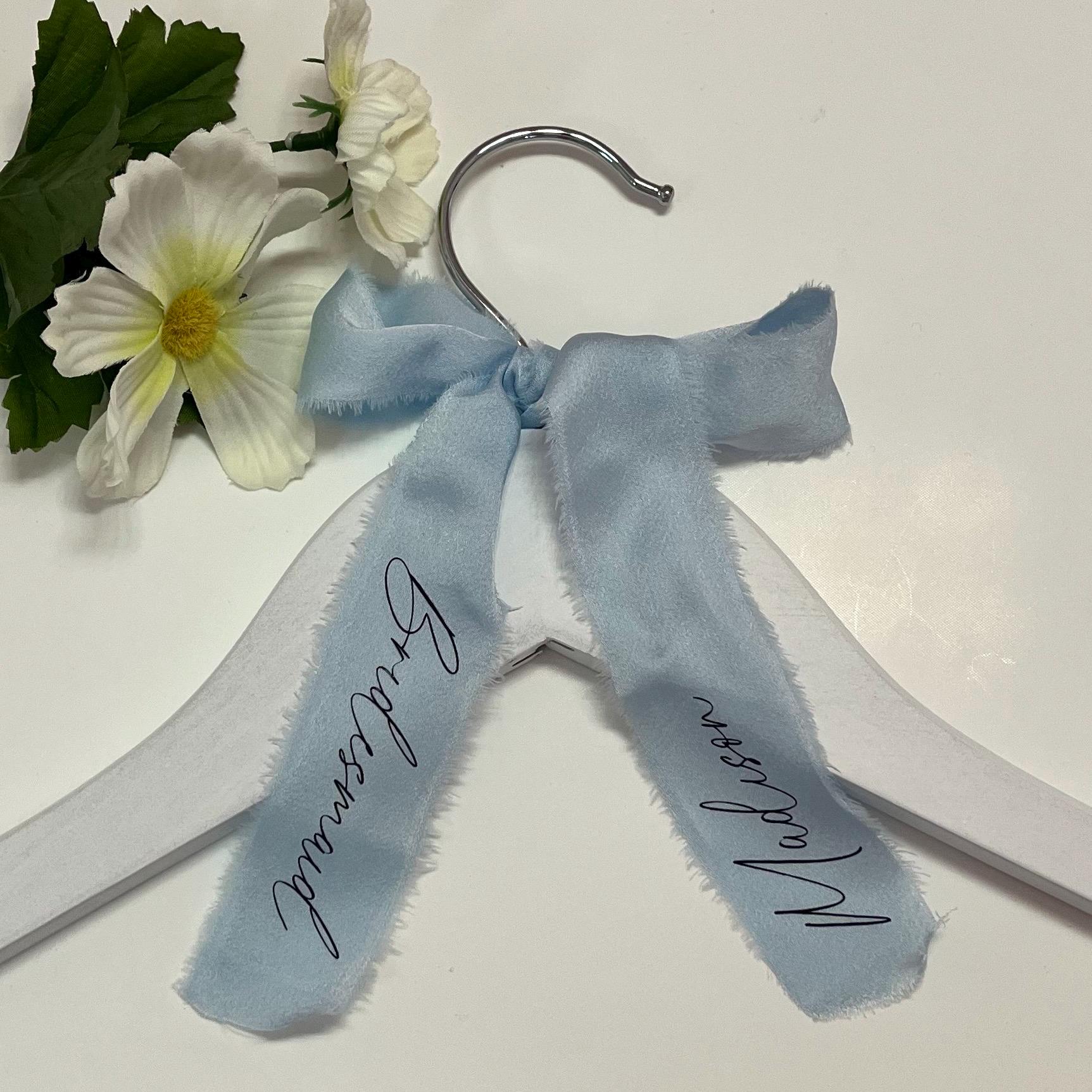 Personalised Silk Ribbon Hanger Bow: Wedding Dress Name Tag