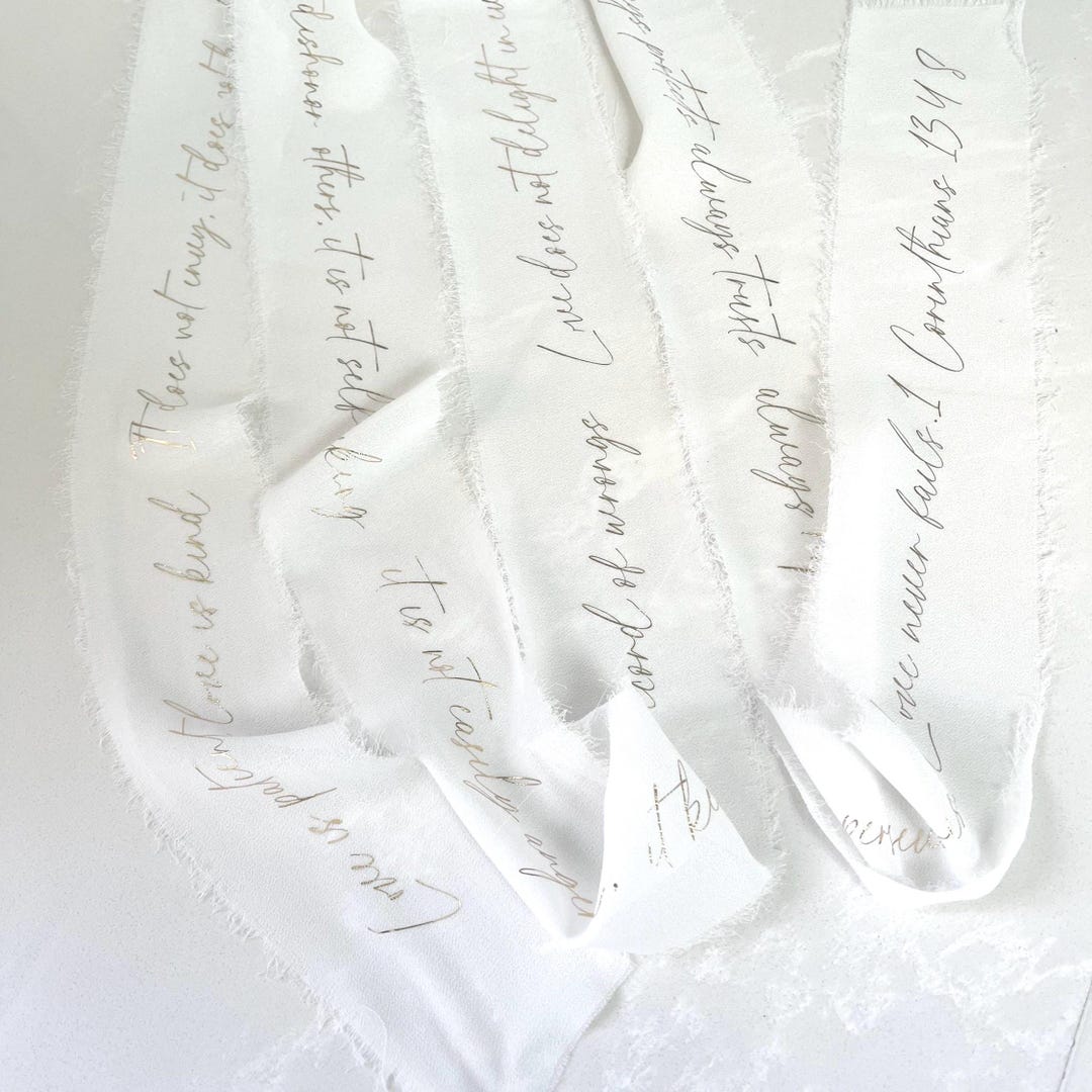 Scripture Verse Ribbon Bible Verse Wedding Bouquet Ribbon Wrap: Wedding Keepsake With Quote ...