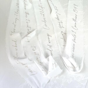 Personalized Chiffon Bouquet Ribbon Wrap: Wedding Keepsake with Bible Verse