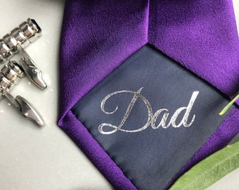 Purple Personalised Tie, Ideal for Wedding's, Father's Day, Gift for Groom,  Best Man Gift