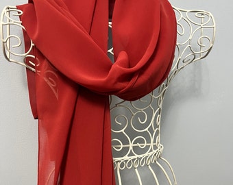 Auburn Rust Chiffon Shawl, Wedding Wrap, with Optional Personalized Gift Box