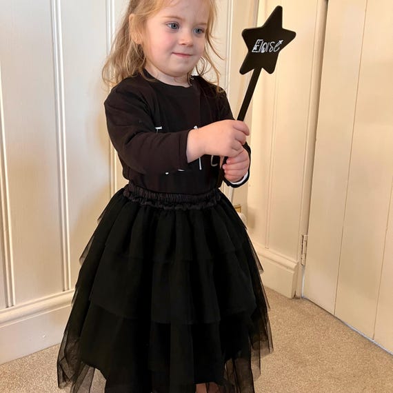 Handmade Halloween Black Tutu: Tiered Tulle Skirt, Child Skirt