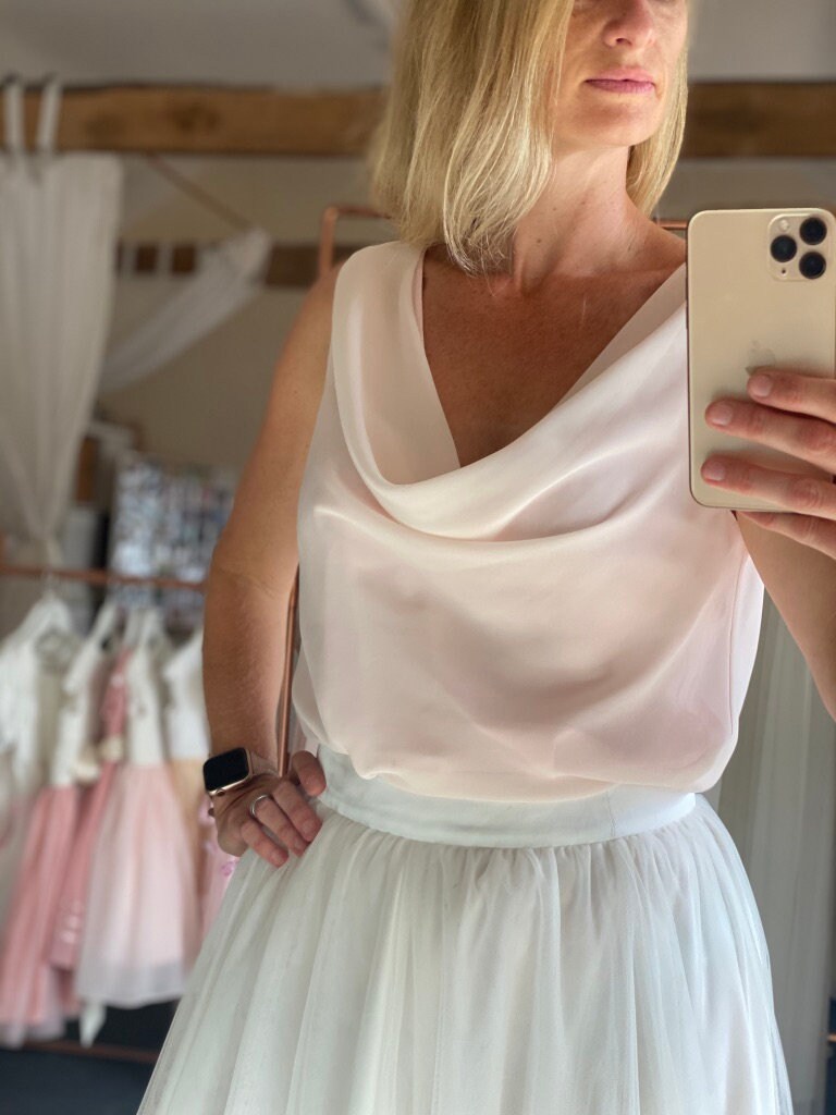 Image of Chiffon Cowl Neck Camisole Top/Ladies Silk & Wedding Shirt Available in  Colours By Matchimony