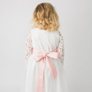 Personalised Pale Pink Satin Sash: Flower Girl Dress Belt, Child Clothing