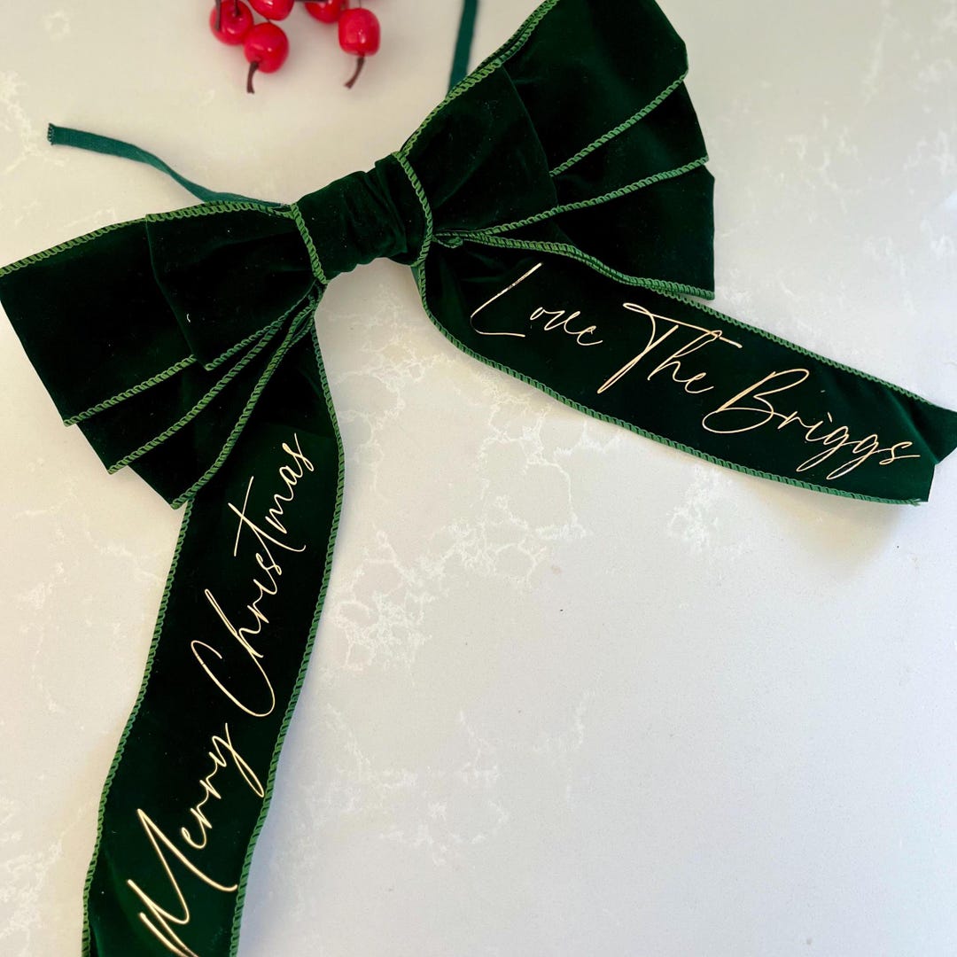 Personalised Velvet Christmas Bow: Tree Topper Wreath Decoration - Etsy