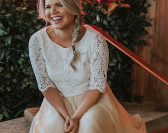 Ivory Lace Bridal Top: Scalloped Edge Wedding Separates